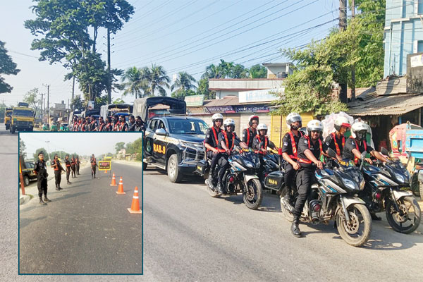 শারদীয় দুর্গাপূজা উপলক্ষে সিলেটে র‍্যাবের বিশেষ চেকপোস্ট, টহল