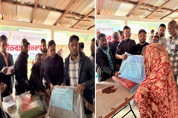 সুরমা চা বাগানের শ্রমিকদের মধ্যে রক্তের বন্ধন সমাজকল্যাণ সংস্থা কম্বল বিতরণ