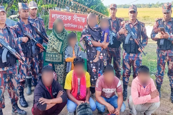 মৌলভীবাজার সীমান্ত থেকে ভারতে প্রবেশকালে শিশুসহ ৬জনকে ধরল বিজিবি